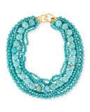 Stabilized-Turquoise Bead Multistrand Necklace, 18"L