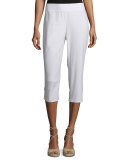 Slim Crepe Capri Pants, White 