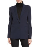 Woven Two-Button Jacket, Coastal Blue
