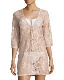 Venus Sheer Lace Coverup Tunic, Pink