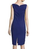 Sleeveless Sweetheart-Neck Sheath Dress, Marine Blue