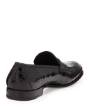Pablo 2 Crocodile Penny Loafer, Black