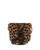 Mini Lia Printed Kangaroo Fur Crossbody Bag, Cheetah