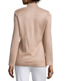 Textured Gold-Button Jacket, Sand, Petite