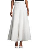 Belted Pleated Maxi Skirt, Ivory