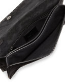 Rockstud Turquoise Medium Flap Clutch Bag, Black