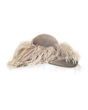 Structured Wave Feather Hat, Gray
