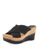 Dani Stretch Wedge Slide Sandal, Black/Natural