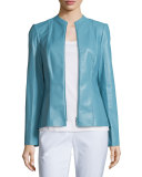 Denise Lambskin Leather Zip-Front Jacket 