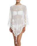 Beatriz Crochet & Floral Lace Coverup Poncho