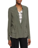 Femme One-Button Utility Jacket, Dusty Olive