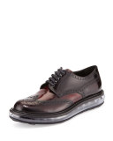 Levitate Leather Wing-Tip Derby Shoe, Dark Red