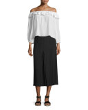 Obsidian Inverted-Pleat Midi Skirt