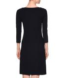 Contrast-Stitching Sheath Dress, Navy/Black/Red