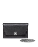 Anouk Leather Clutch Bag w/Chain, Black