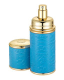 Logo Etched Leather Atomizer, Gold/Blue