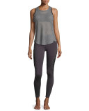 Aerate Checker-Print Mesh Athletic Tank, White/Black