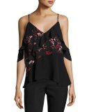 Wesley Cold-Shoulder Combo Silk Top
