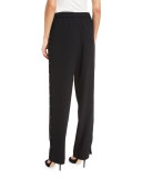 Side-Snap Wide-Leg Pants