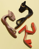 Tondala Suede Ankle-Wrap Sandal, Orange