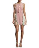 Keely Colorblock Ruffle Mini Dress, Pink