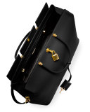India Medium Leather Satchel Bag, Black