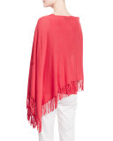 Bateau-Neck Poncho W/Fringe Trim