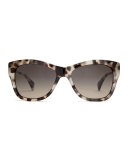 Milla Polarized Butterfly Sunglasses, White/Brown
