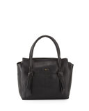 Trillion Leather Satchel Bag, Black