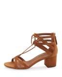 Beverly Hills Suede Lace-Up Sandal, Brown