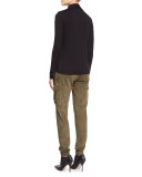 Paneled Suede Cargo Pants, Military