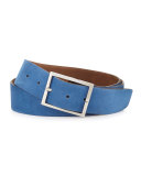 Reversible Suede Belt, Light Brown/Royal Blue 