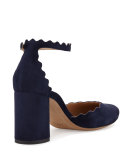 Lauren Scalloped D'Orsay Pump, Blue Lagoon