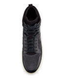 Adam Men's Leather High-Top Sneaker, Blue