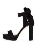 Kaytrin Suede 120mm Platform Sandal, Black