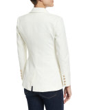 Double-Breasted Stretch Blazer, Soft White