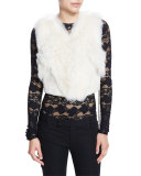 Cora Shearling Fur-Patch Vest, Ivory