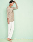 Bias-Striped Knit Tunic