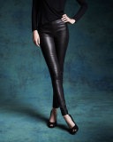 Stretch-Leather Motorcycle Leggings