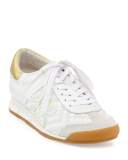 Scorpio Diamond Woven Wedge Leather Sneaker, White