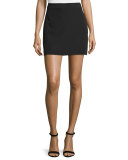 High-Waist Modern Mini Skirt, Black