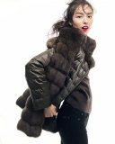 Reversible Sable Fur Vest & Puffer Jacket, Brown