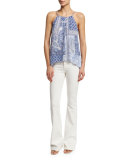 Amite Patchwork Paisley-Print Silk Top