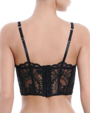 Tattoo Underwire Half-Cup Bustier, Black