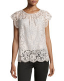 Channelle Bow-Back Lace Top, Blush