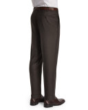 Parker Flat-Front Sharkskin Trousers, Navy