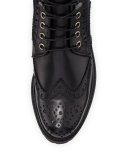 Brogen Leather & Velvet Hiker Boot, Black