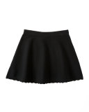 Scalloped Flare Skirt, Black, Size 4-7