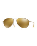 Benedict 59 Aviator Sunglasses, Gold