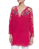 Vanessa Georgette Embroidered Tunic, Plus Size